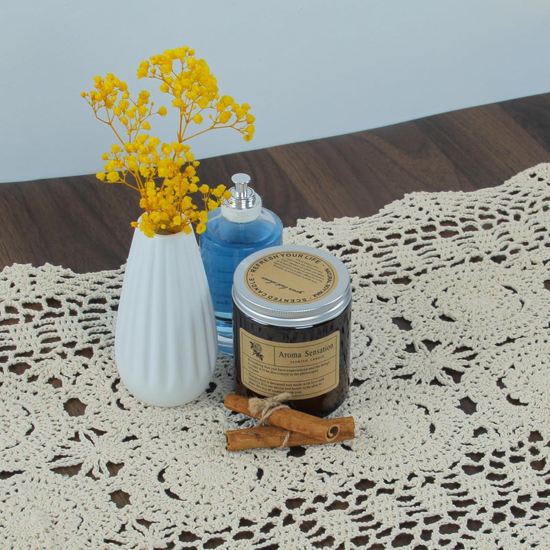 kilofly Handmade Crochet Cotton Lace Table Runner Tablecloth, 15 x 60 inch - Image 4